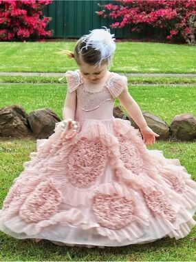Dollcake Pink Layered Ruffle Flower Ball Gown Dress